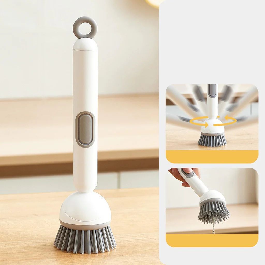 Adjustable Kitchen Cleaning Brush with Soap Dispenser | Dish, Pot & Pan Scrubber – Random Color