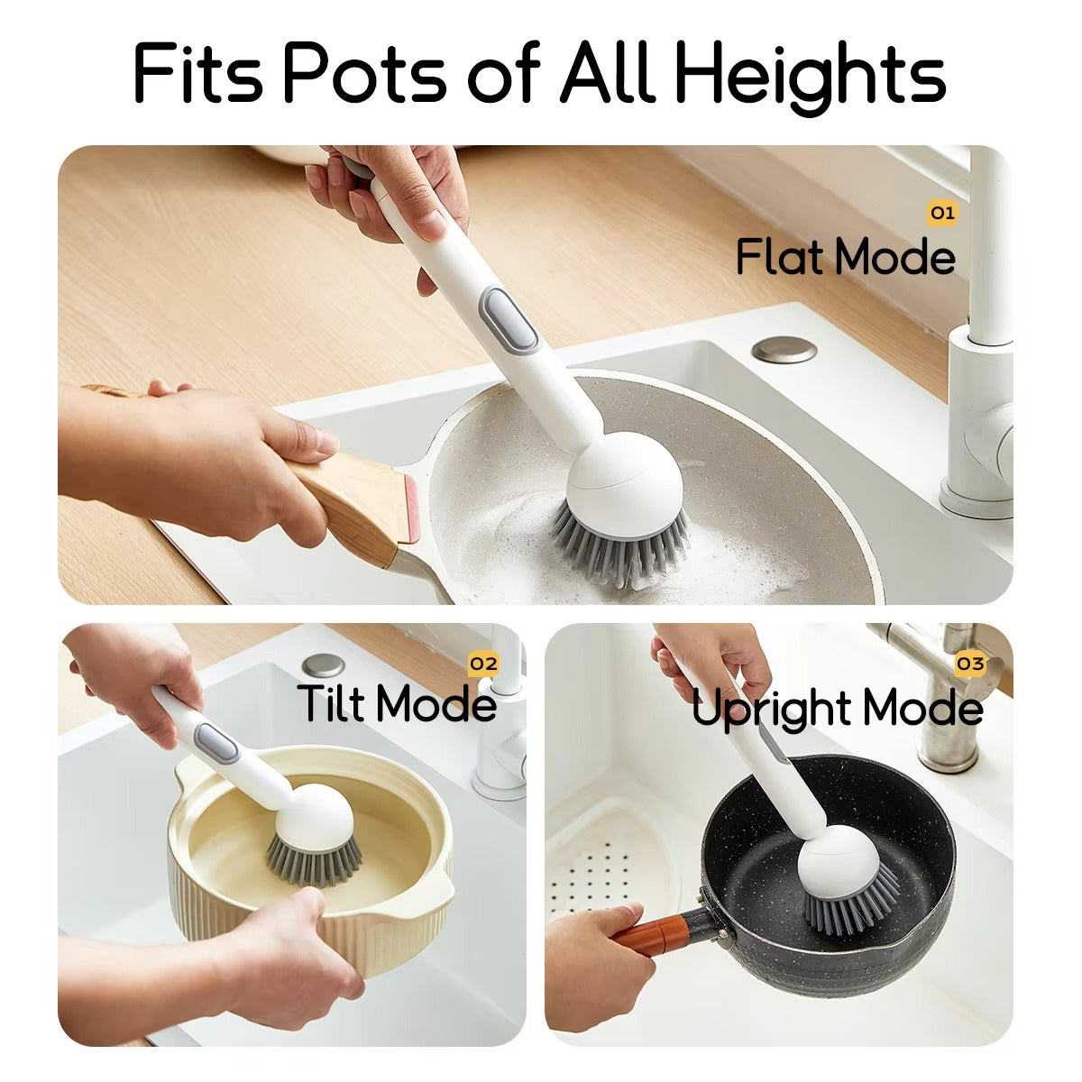 Adjustable Kitchen Cleaning Brush with Soap Dispenser | Dish, Pot & Pan Scrubber – Random Color