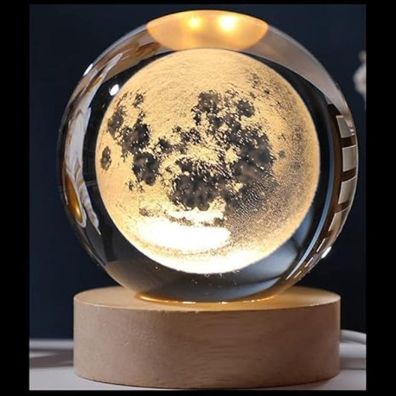 USB LED Galaxy Crystal Ball Lamp | 3D Moon Planet Night Light for Bedroom & Home Decor