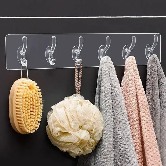 Heavy Duty Transparent Sticky Hooks Strip – Self-Adhesive Wall Hanger