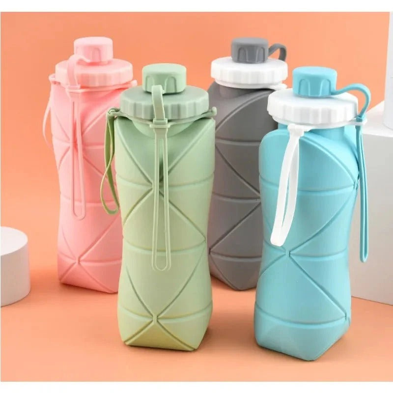 600ML Silicone Folding Water Bottle | Collapsible & Reusable Travel Bottle