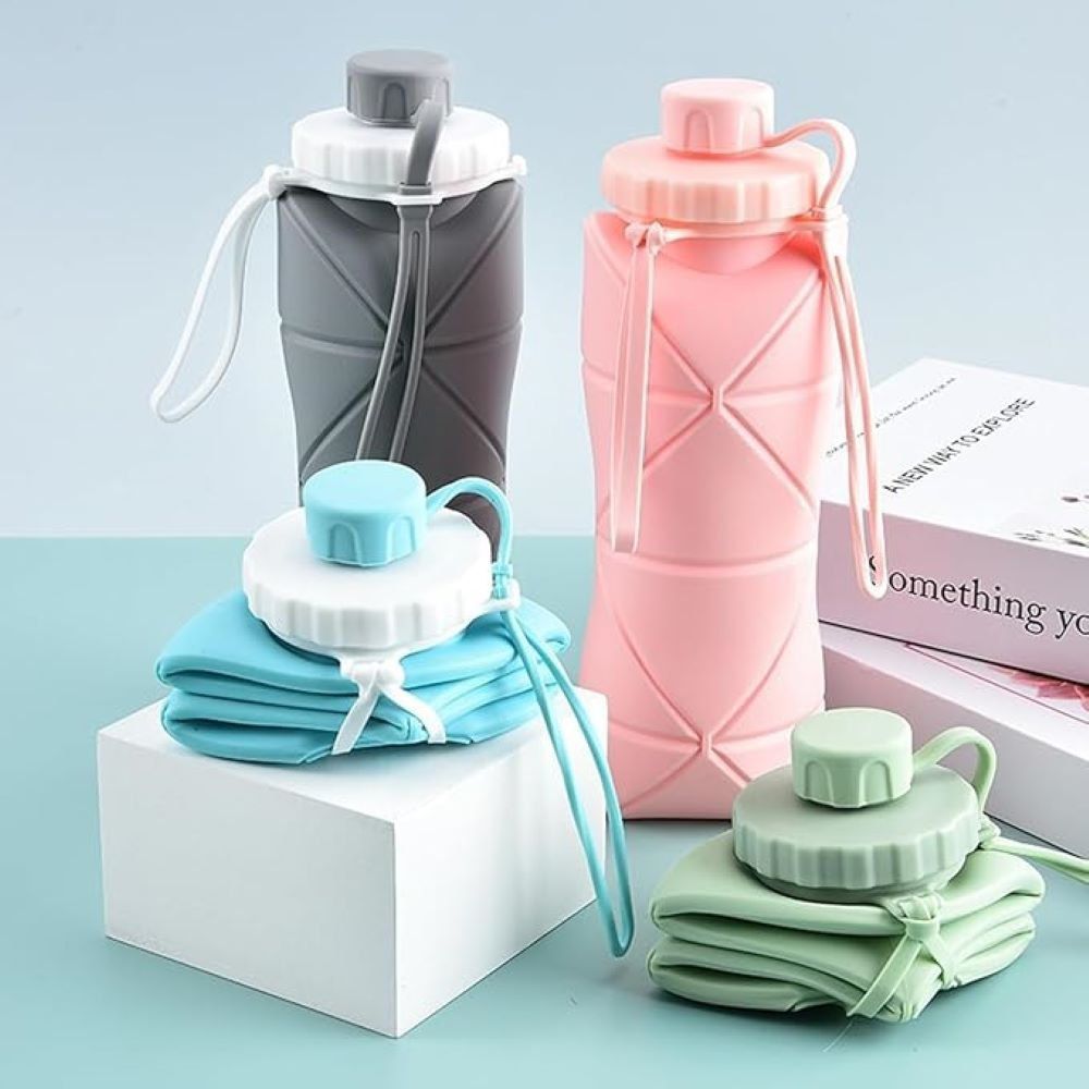 600ML Silicone Folding Water Bottle | Collapsible & Reusable Travel Bottle