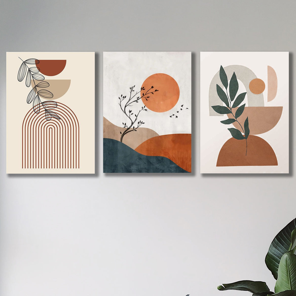 Set of 3 Premium Wall Art Photo Tiles 8x11 | Modern Sticky Canvas Frames for Home & Office Decor