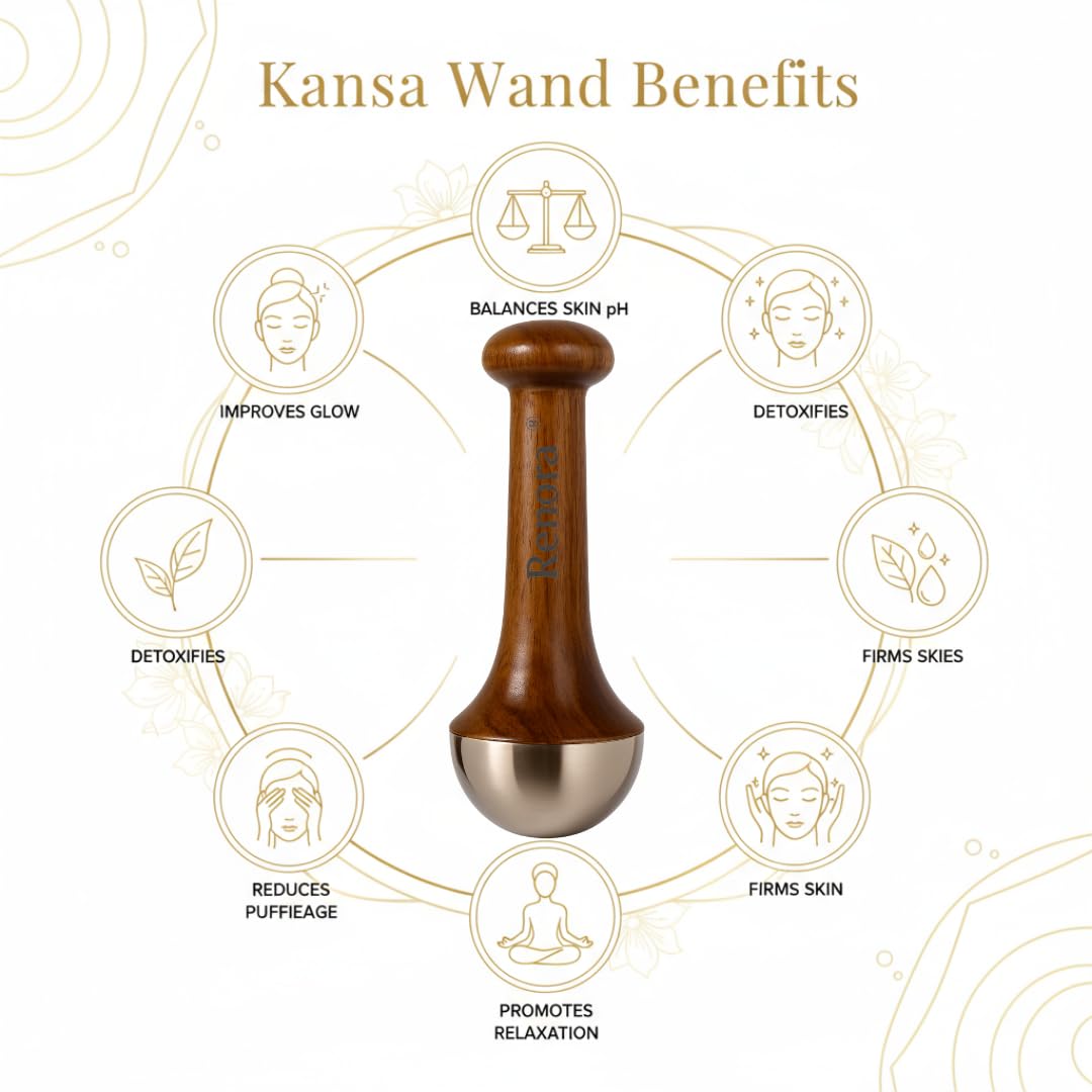 Kansa Wand Face & Foot Massager – Ayurvedic Bronze Massage Tool with Wooden Handle