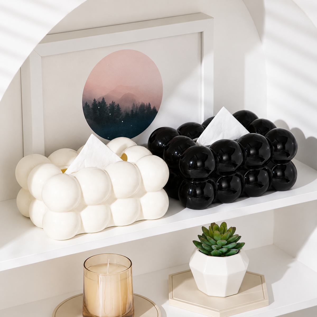 Bubble Shape Tissue Box Holder | Modern Non-Slip Tissue Cover for Home & Office