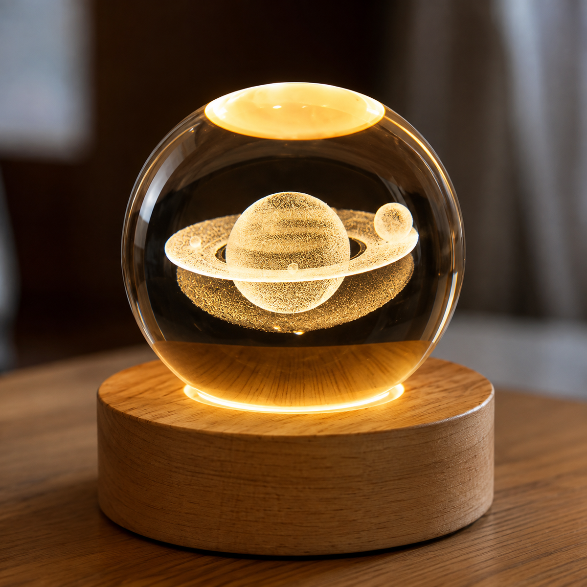 3D Crystal Ball LED Table Lamp | Laser Engraved Galaxy & Solar System Design