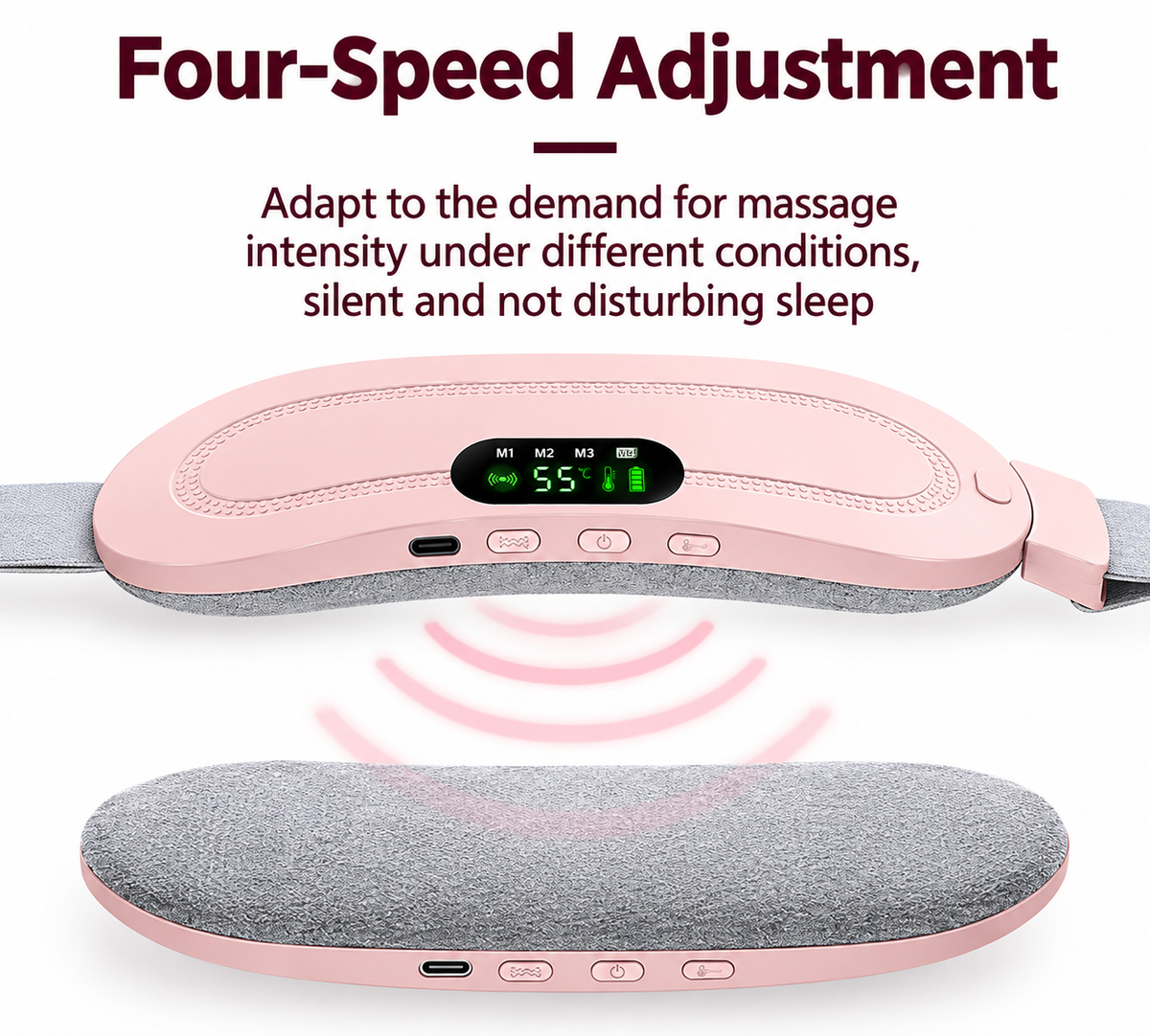 Portable Menstrual Heating Pad Belt for Period Pain & Cramp Relief – 3 Heat Levels & 4 Massage Modes