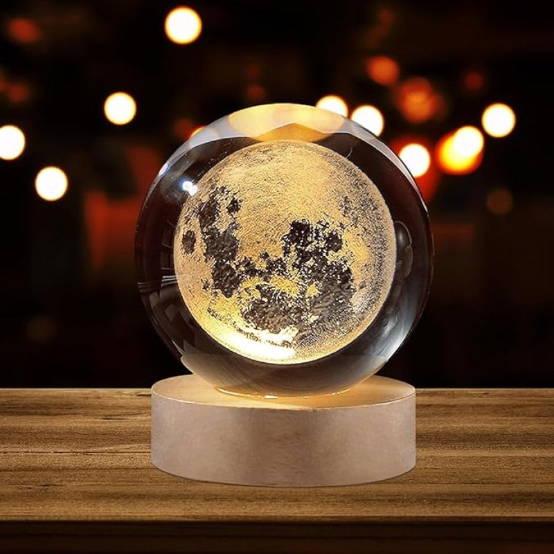 USB LED Galaxy Crystal Ball Lamp | 3D Moon Planet Night Light for Bedroom & Home Decor