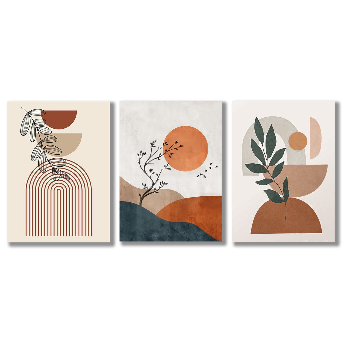 Set of 3 Premium Wall Art Photo Tiles 8x11 | Modern Sticky Canvas Frames for Home & Office Decor