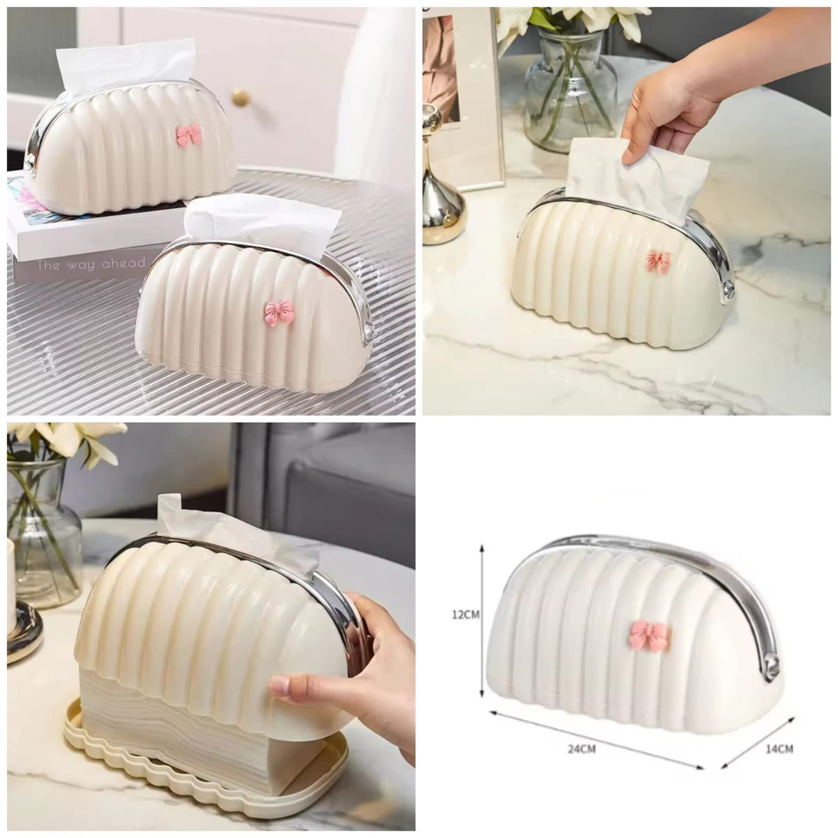Decorative Shell Tissue Box Holder | Elegant Modern Napkin Case for Home & Office