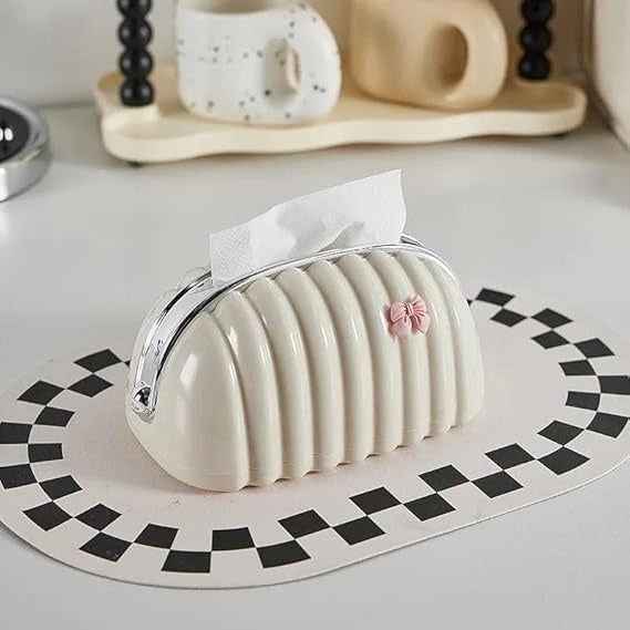 Decorative Shell Tissue Box Holder | Elegant Modern Napkin Case for Home & Office