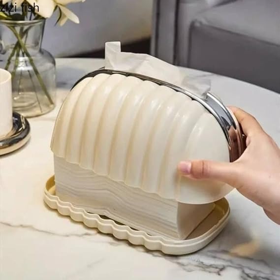 Decorative Shell Tissue Box Holder | Elegant Modern Napkin Case for Home & Office