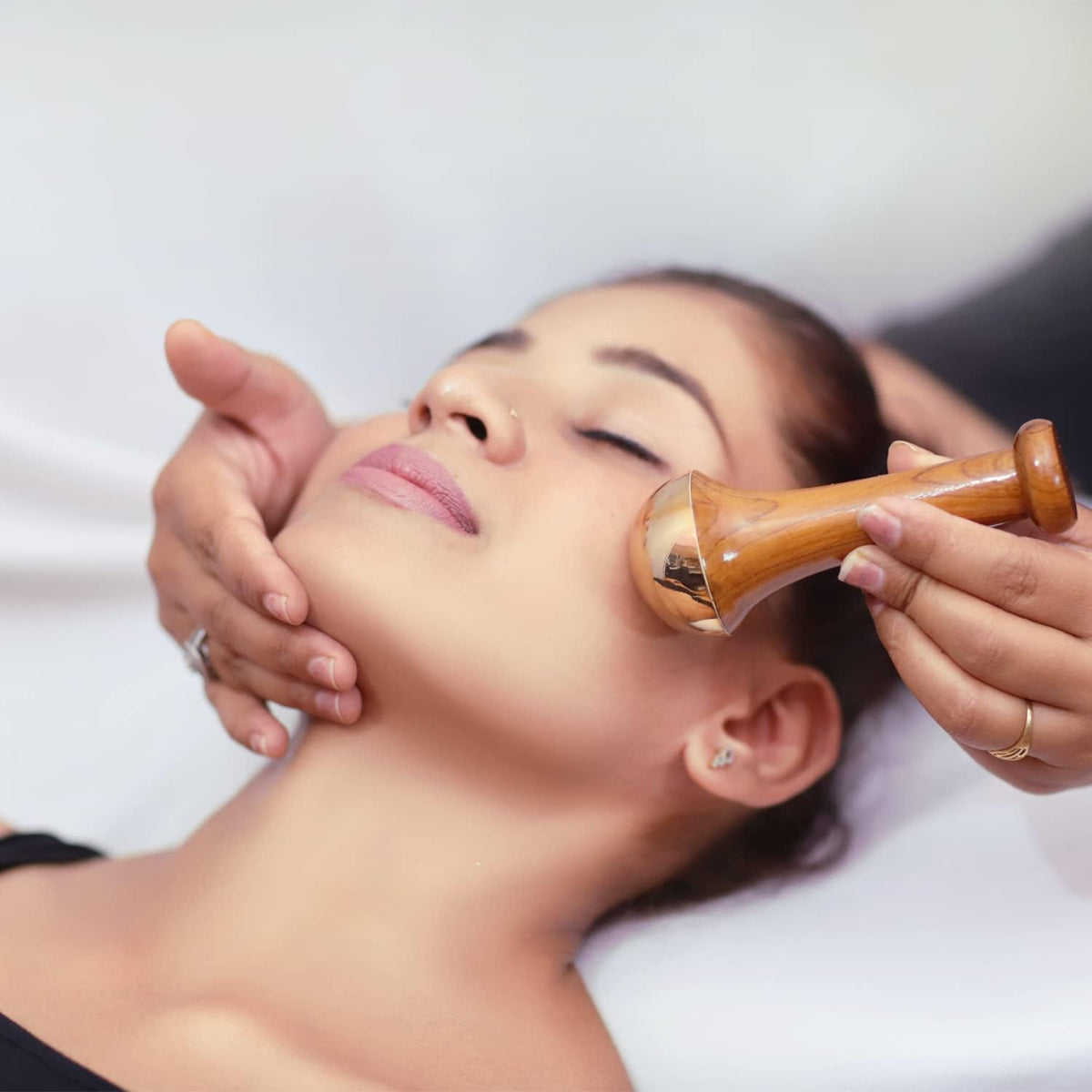 Kansa Wand Face & Foot Massager – Ayurvedic Bronze Massage Tool with Wooden Handle