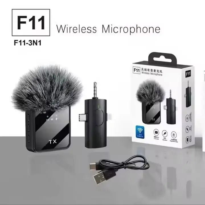 F11 Dual Wireless Lavalier Microphone System | 3-in-1 Universal Receiver