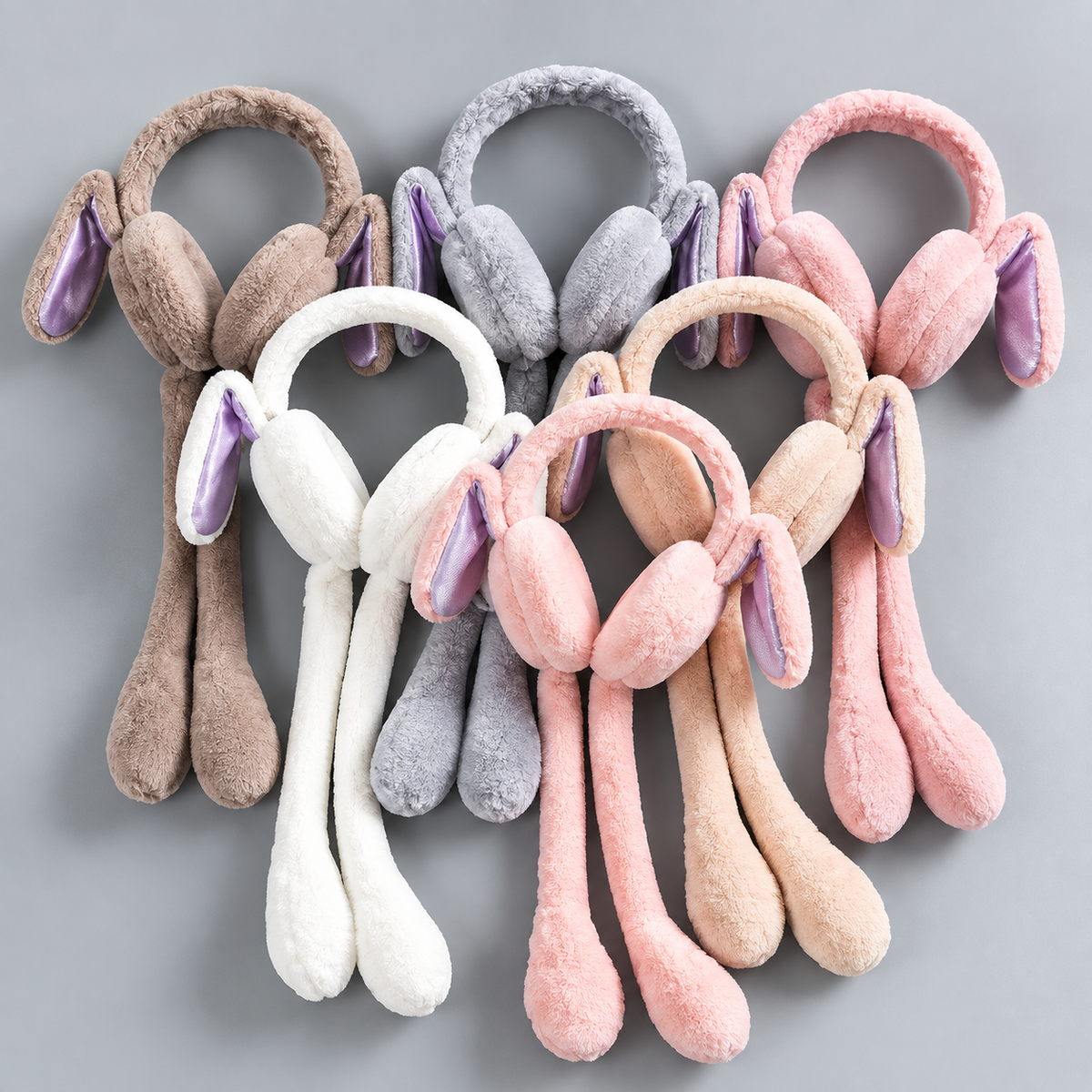 Cute Bunny Plush Ear Muff Winter Cap | Soft Warm Winter Headwear for Women & Girls