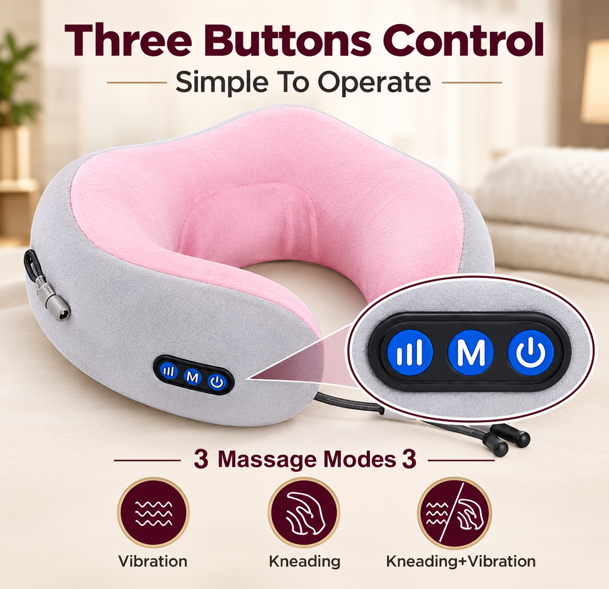 U-Shaped USB Neck & Shoulder Massager | Portable Vibration Massage Pillow