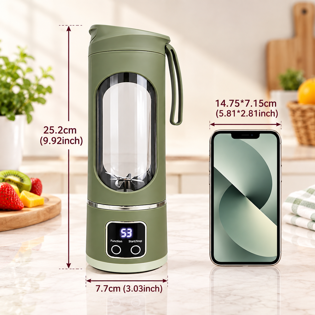 Portable USB Rechargeable Mini Blender & Juicer | Personal Smoothie Maker with Stainless Steel Blades
