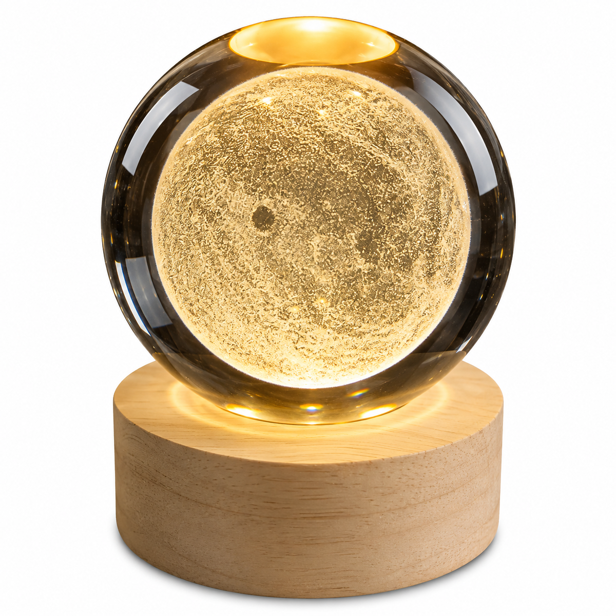 3D Crystal Ball LED Table Lamp | Laser Engraved Galaxy & Solar System Design
