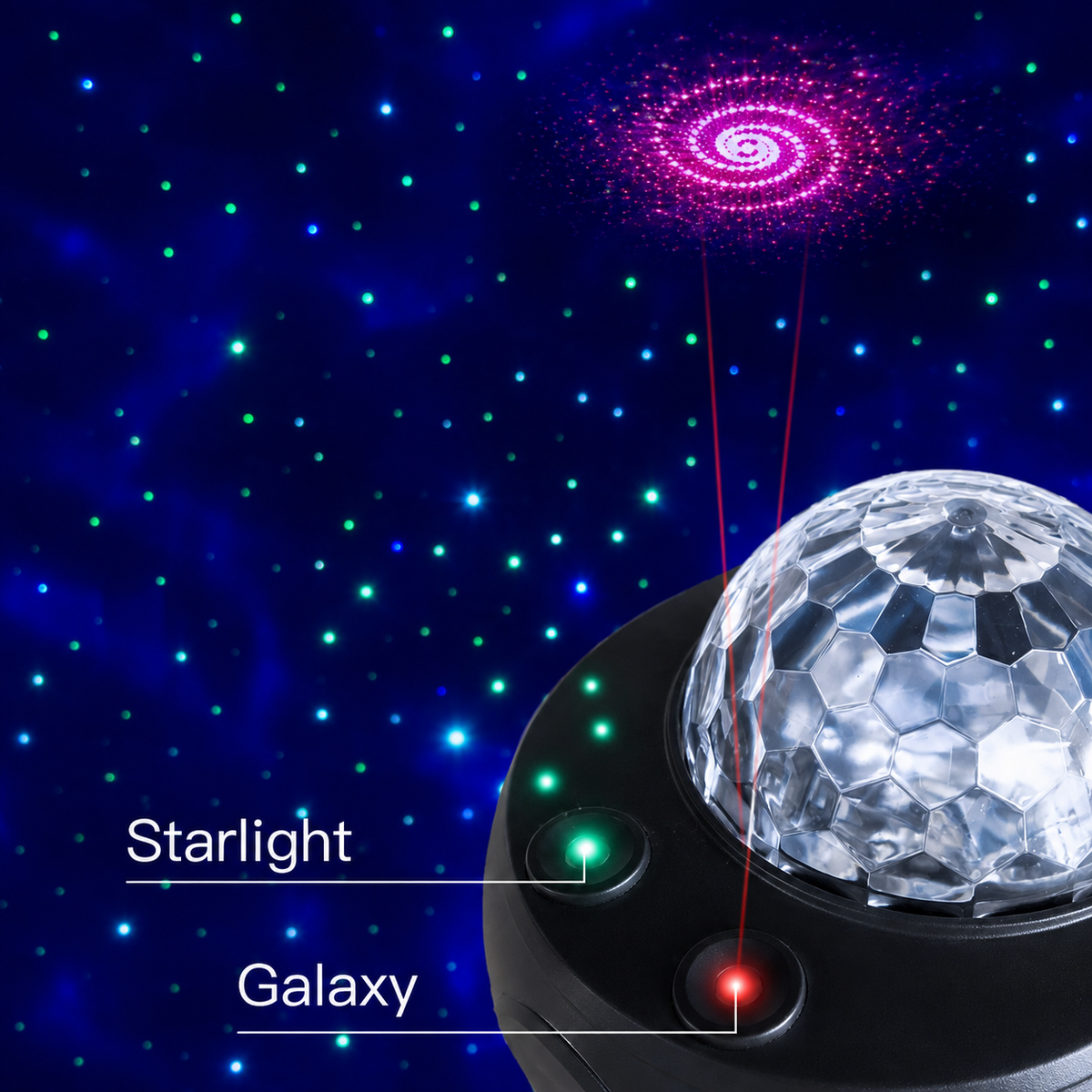 Galaxy Projector Night Light | Starry Sky LED Projector with Bluetooth & USB Music Player