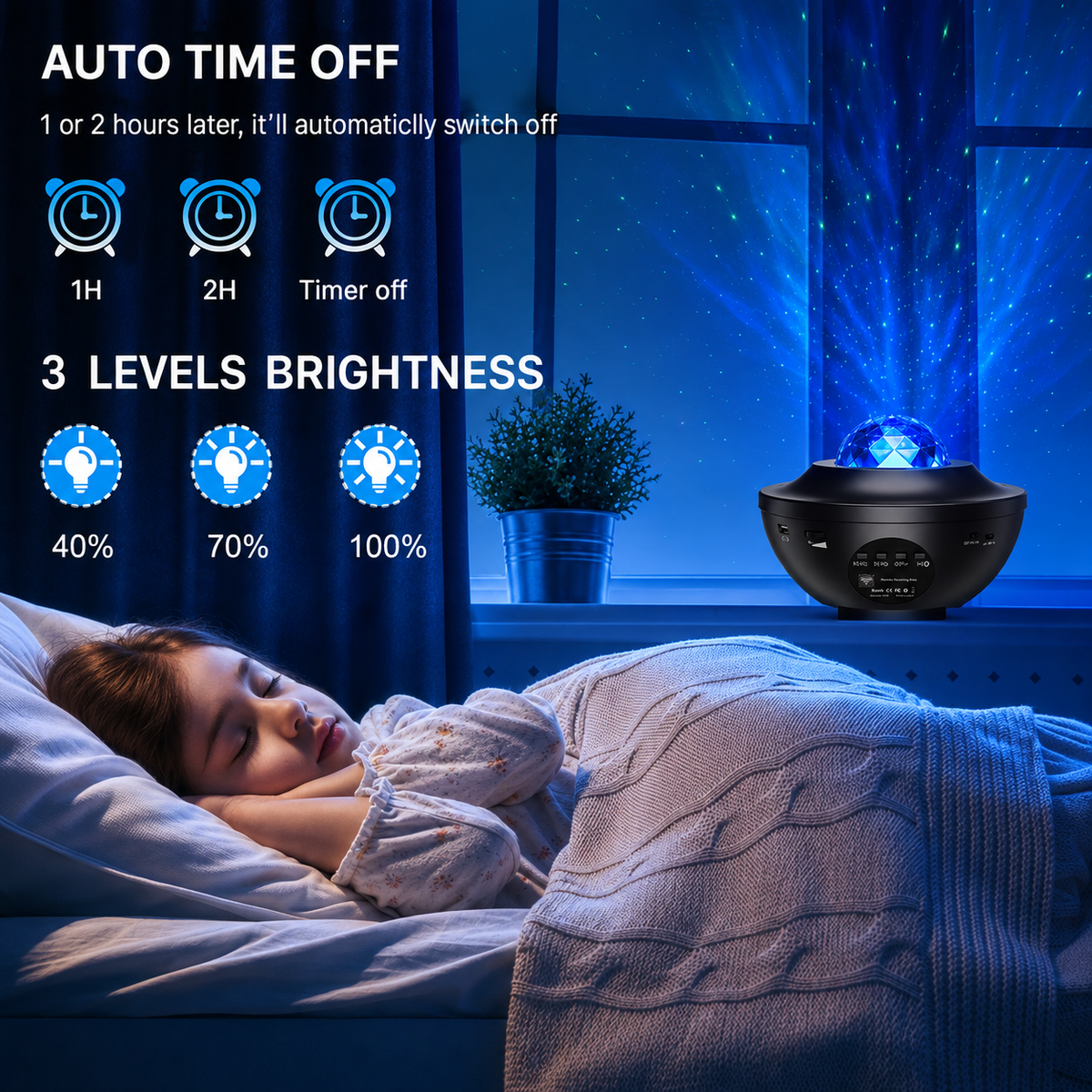 Galaxy Projector Night Light | Starry Sky LED Projector with Bluetooth & USB Music Player