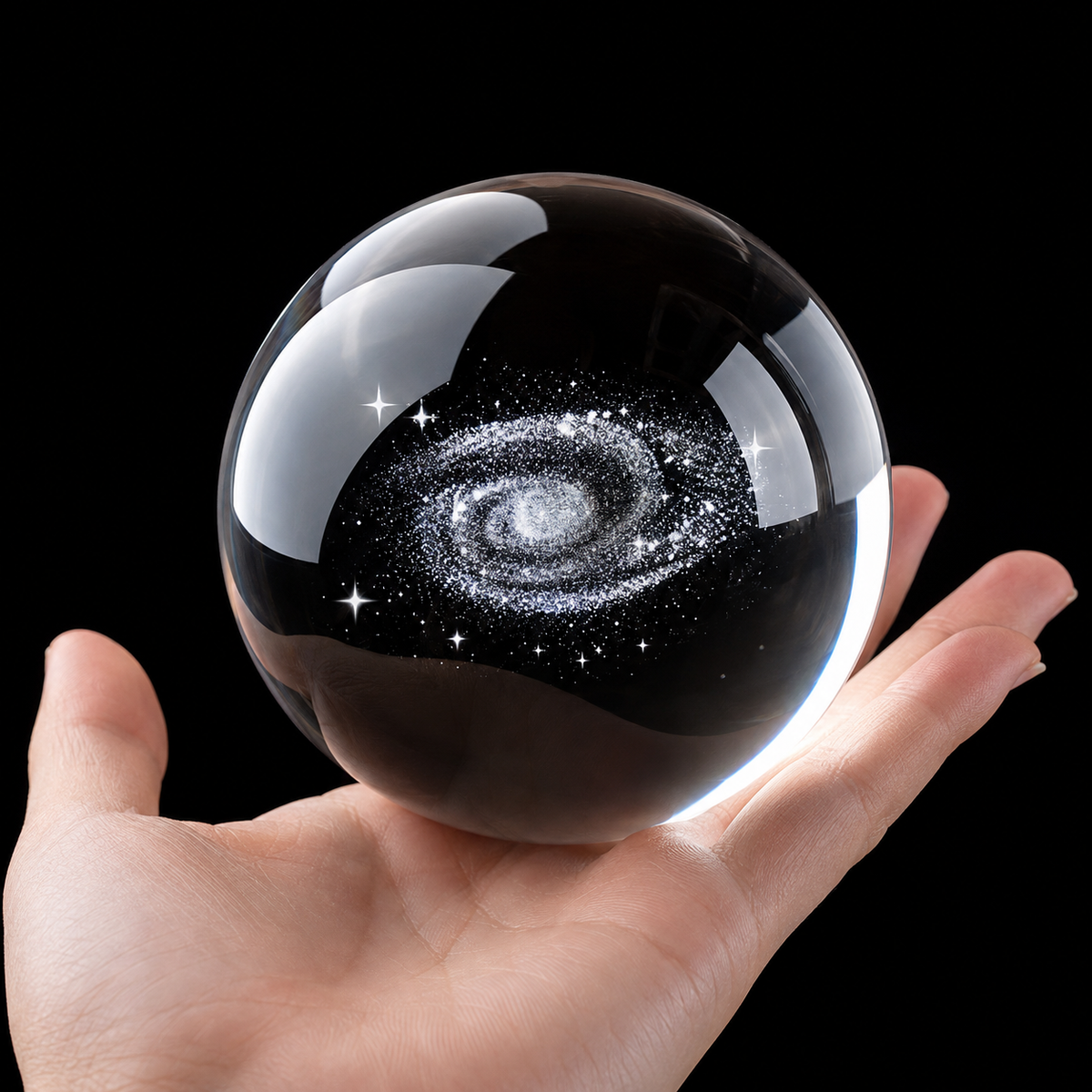 3D Crystal Ball LED Table Lamp | Laser Engraved Galaxy & Solar System Design