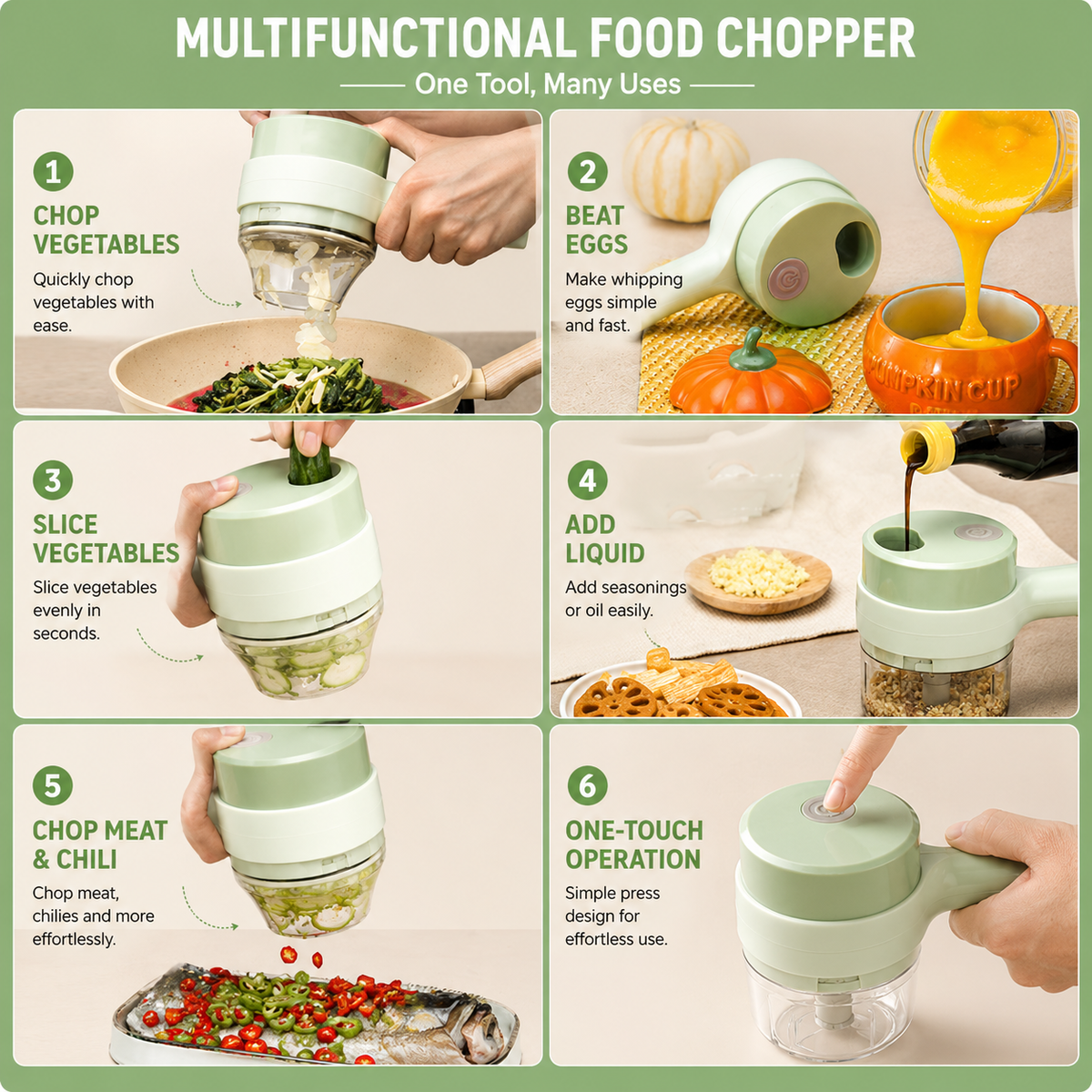 Electric Handheld Vegetable Cutter | Mini Food Chopper & Slicer with Stainless Steel Blade