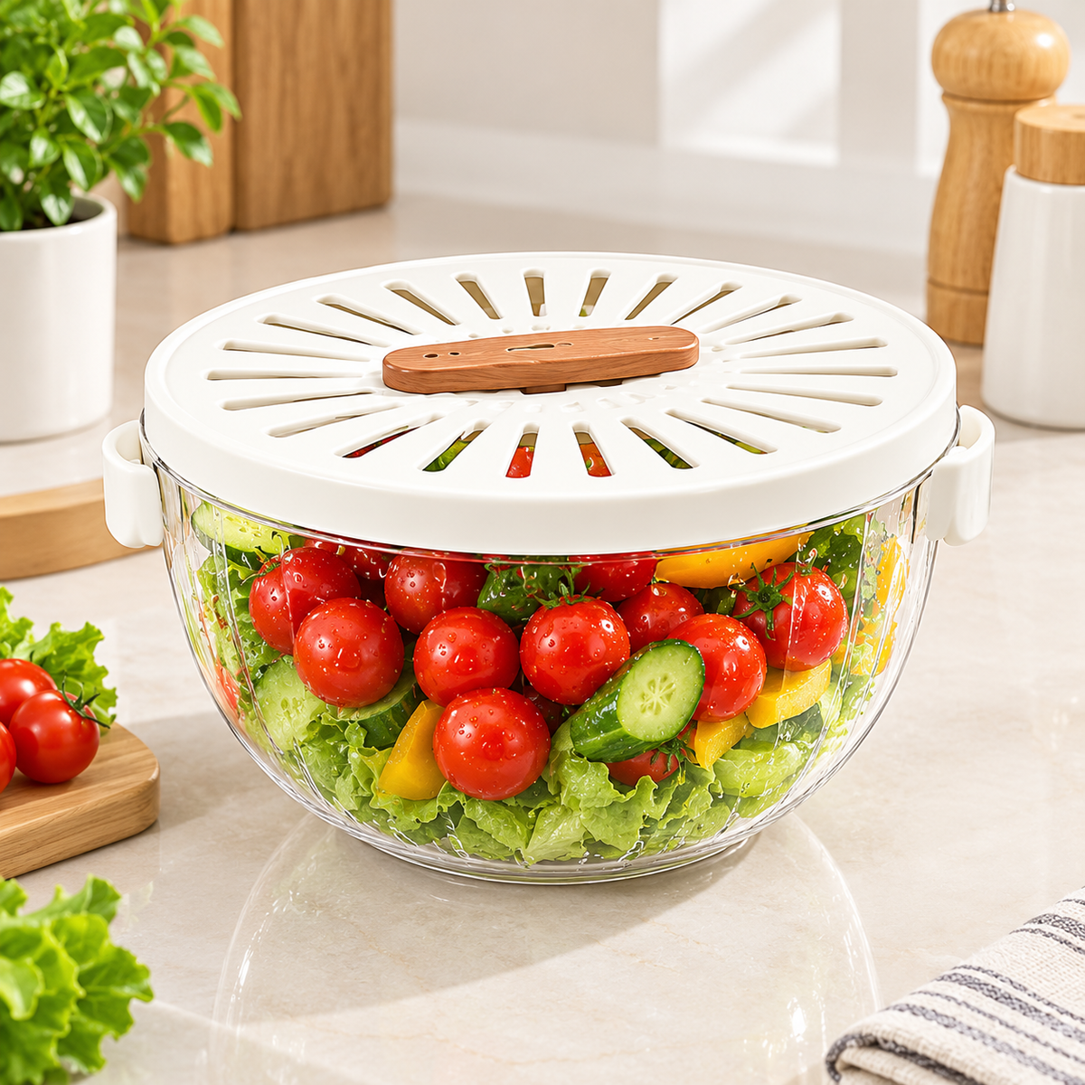 Fruit & Vegetable Drain Basket with Lid | Washing, Draining & Storage Container