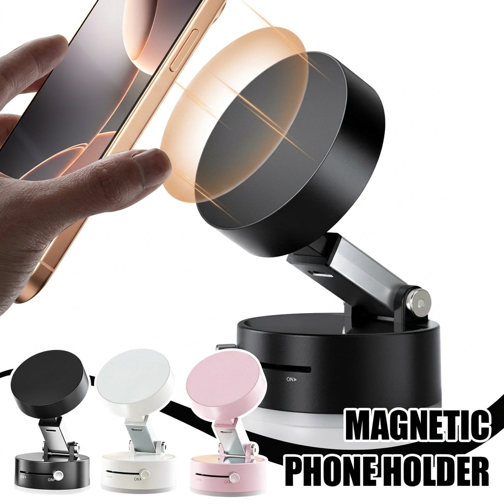Double-Sided Vacuum Magnetic Phone Holder | Adjustable Foldable Rotating Suction Mount