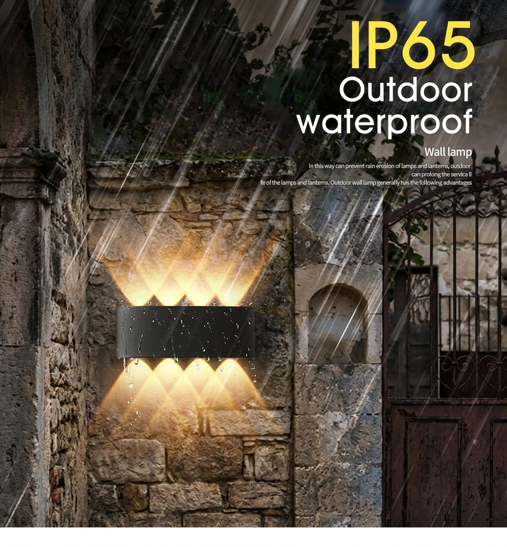 Outdoor Waterproof Up Down 3+3 LED Wall Light | Black Aluminum 6W | Warm White 3000K
