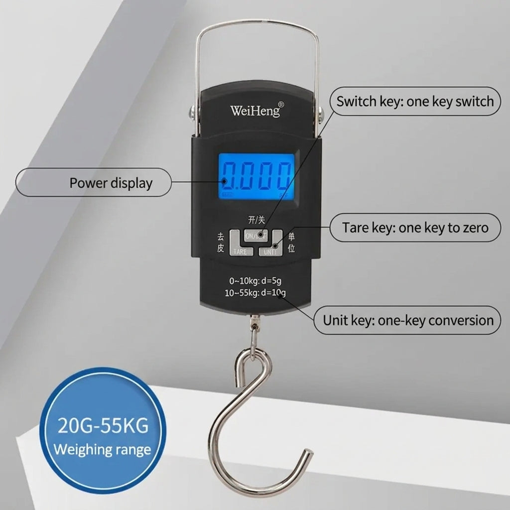 50kg Digital LED Luggage Weight Scale | Portable Hanging Travel Weighing Scale