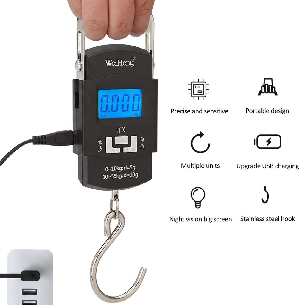 50kg Digital LED Luggage Weight Scale | Portable Hanging Travel Weighing Scale