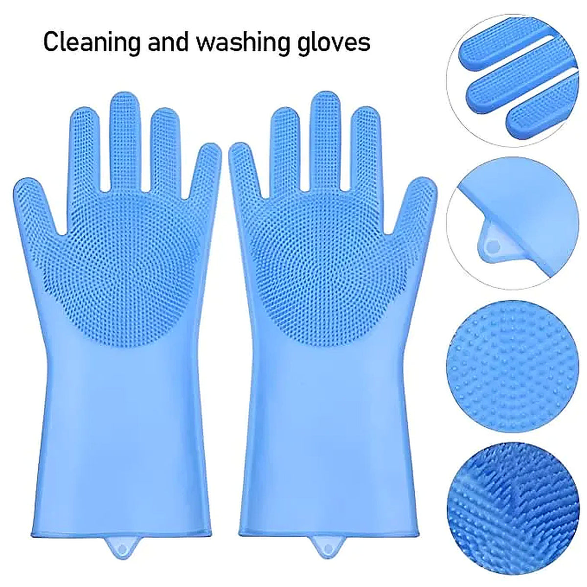 Silicone Washing Gloves | Reusable Cleaning & Dishwashing Gloves | Big Size – Random Color